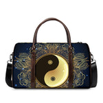 Gold Yin Yang Mandala Print Duffle Bag