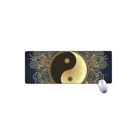 Gold Yin Yang Mandala Print Extended Mouse Pad