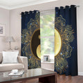 Gold Yin Yang Mandala Print Extra Wide Grommet Curtains