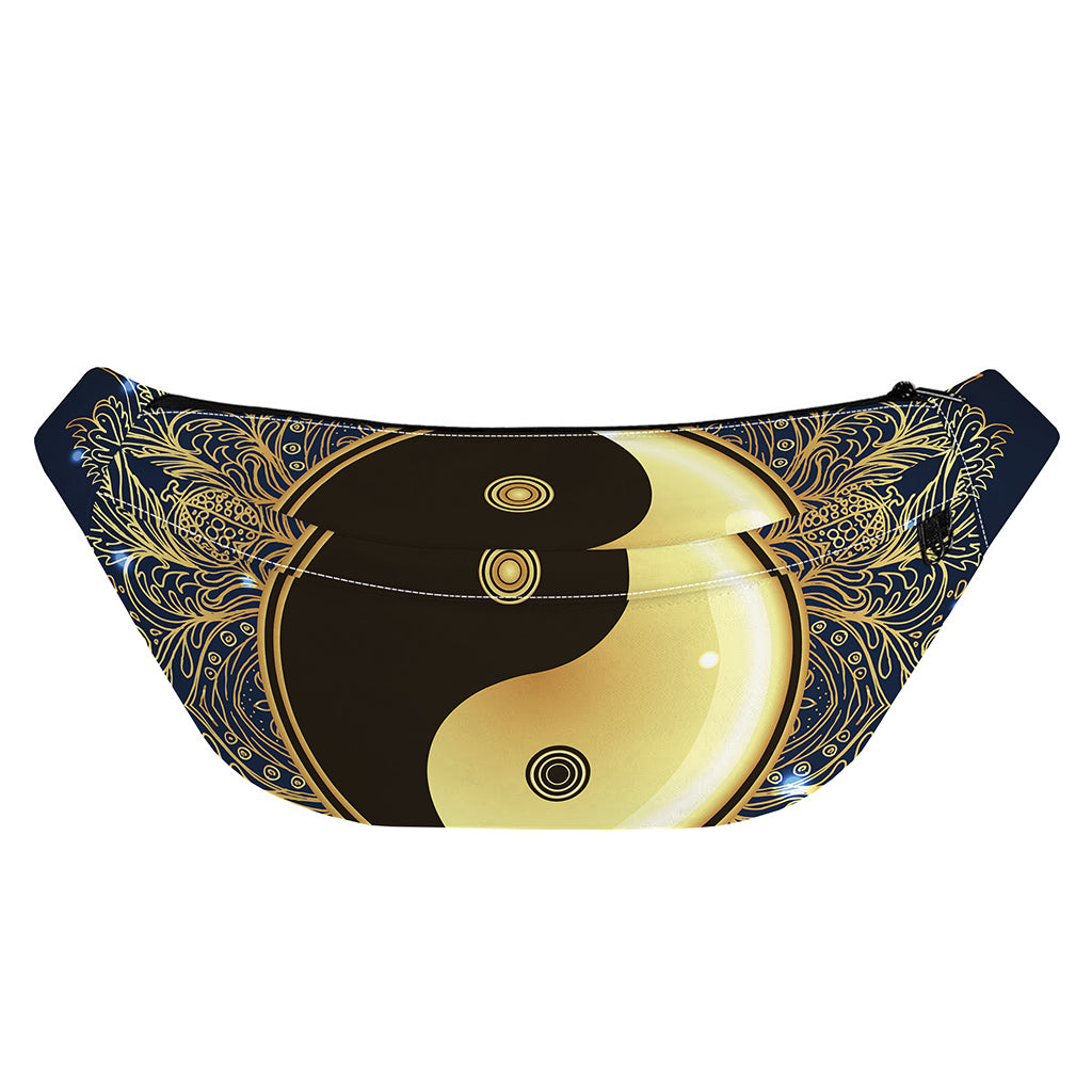 Gold Yin Yang Mandala Print Fanny Pack