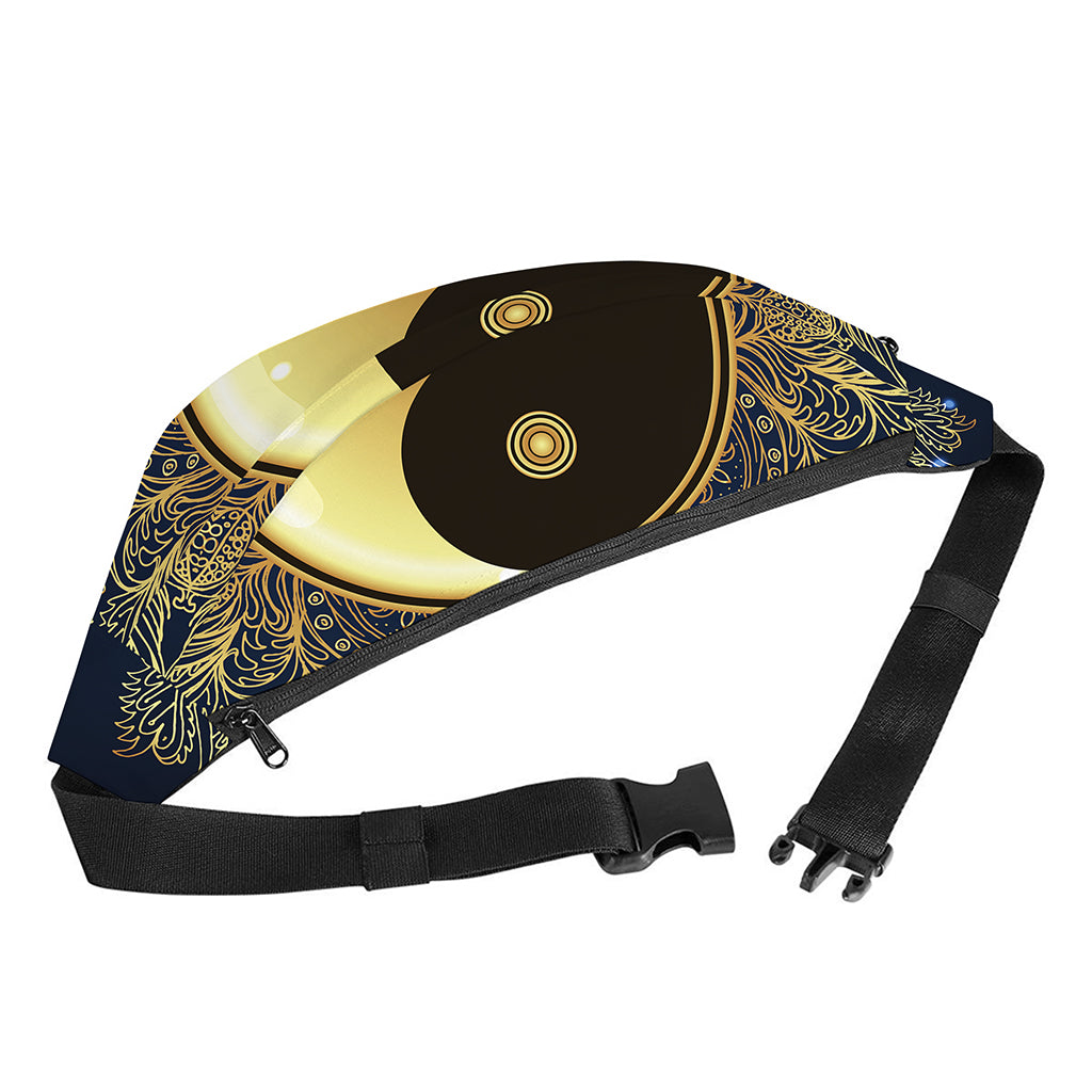 Gold Yin Yang Mandala Print Fanny Pack
