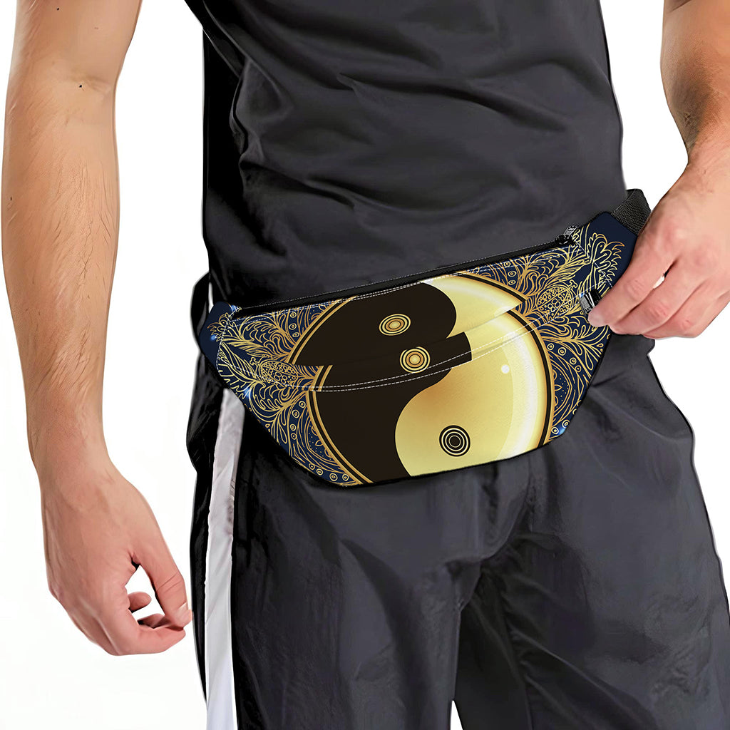 Gold Yin Yang Mandala Print Fanny Pack