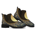 Gold Yin Yang Mandala Print Flat Ankle Boots
