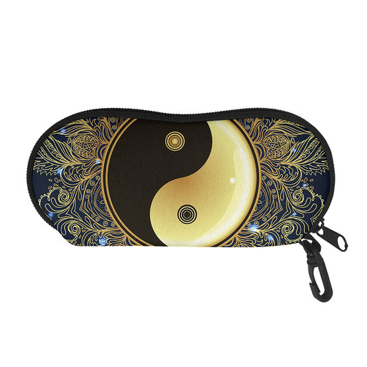 Gold Yin Yang Mandala Print Glasses Case