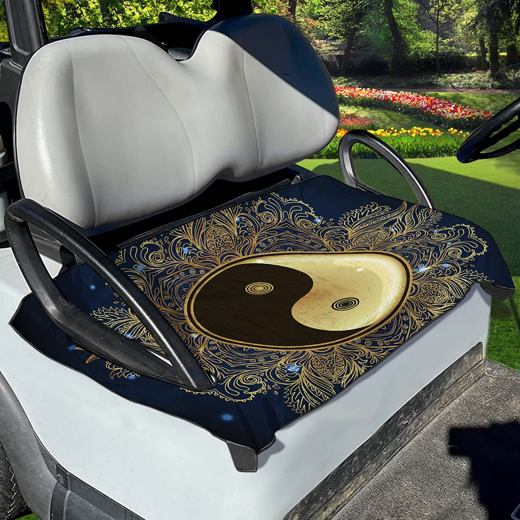 Gold Yin Yang Mandala Print Golf Cart Seat Cover
