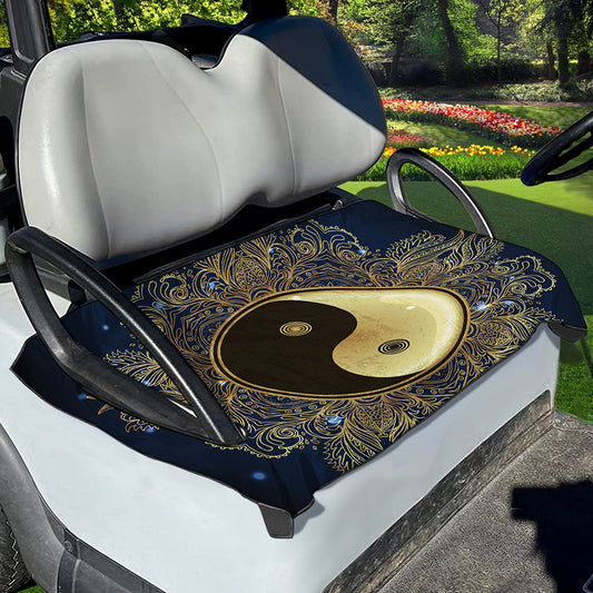 Gold Yin Yang Mandala Print Golf Cart Seat Cover
