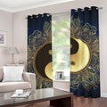 Gold Yin Yang Mandala Print Grommet Curtains