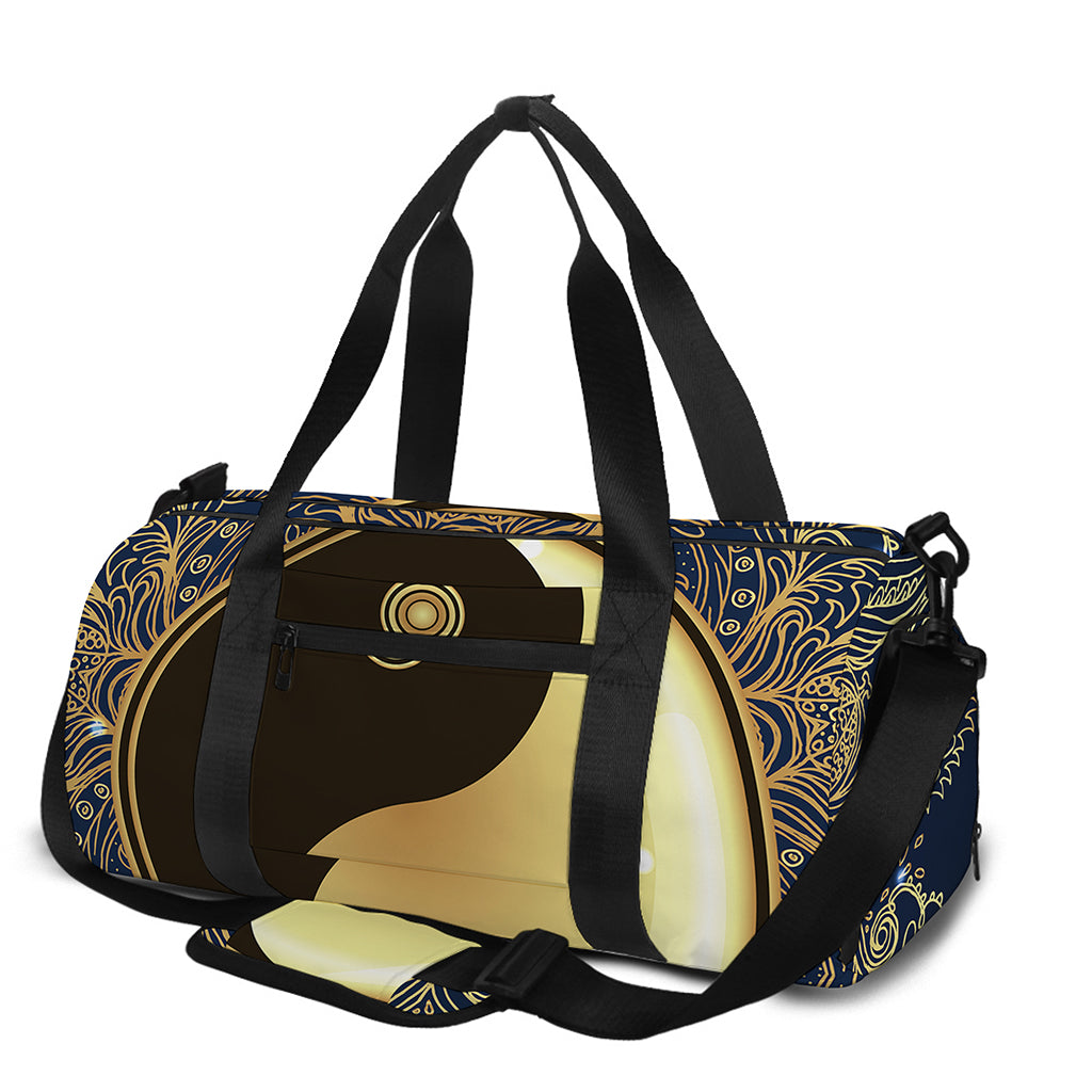 Gold Yin Yang Mandala Print Gym Bag