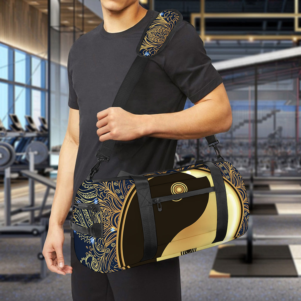 Gold Yin Yang Mandala Print Gym Bag