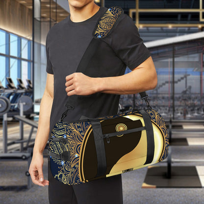 Gold Yin Yang Mandala Print Gym Bag