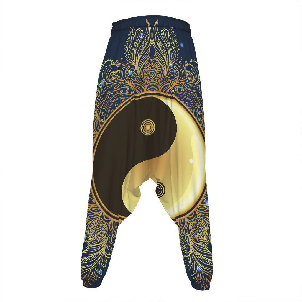 Gold Yin Yang Mandala Print Hammer Pants