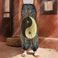 Gold Yin Yang Mandala Print Harem Pants
