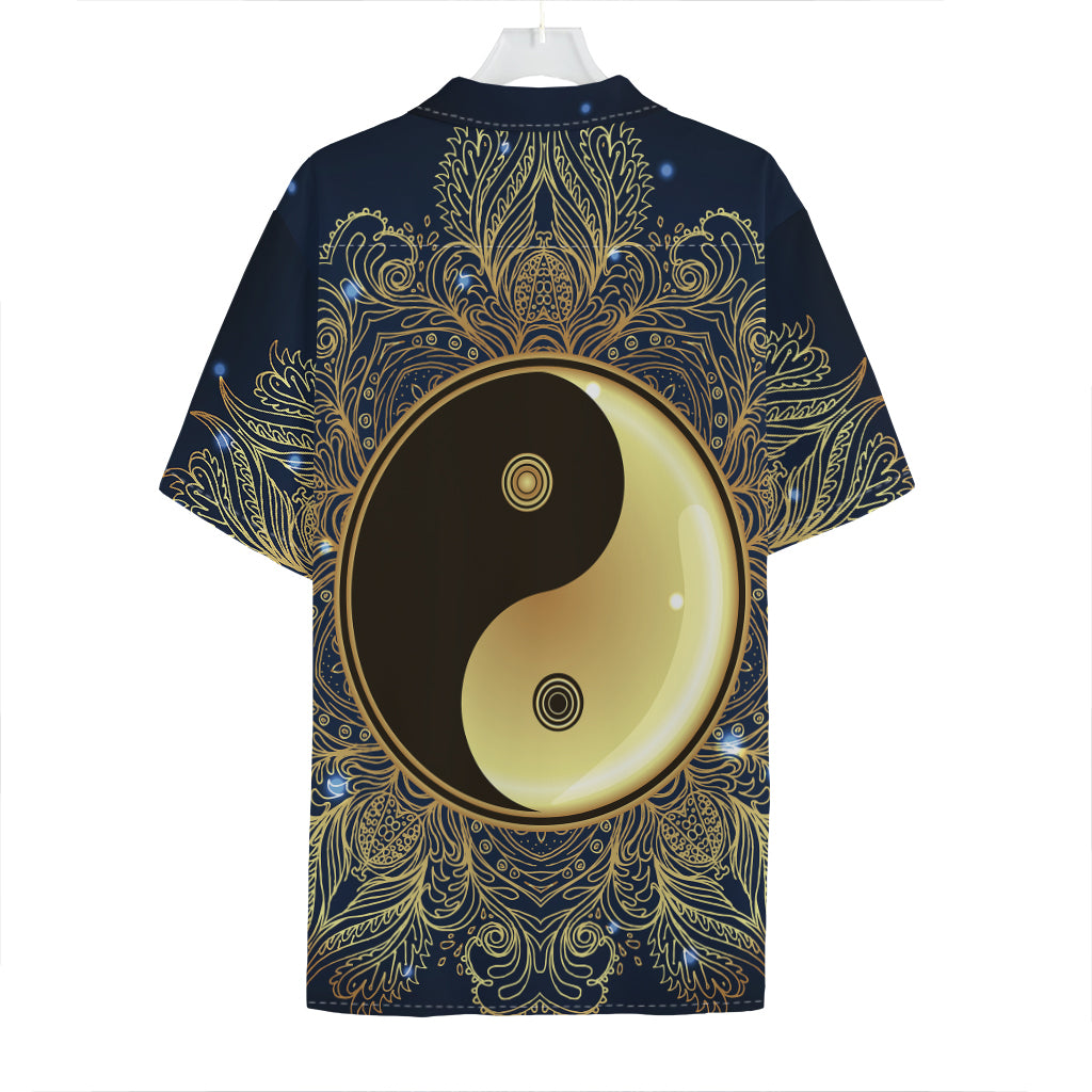 Gold Yin Yang Mandala Print Hawaiian Shirt