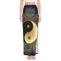 Gold Yin Yang Mandala Print High Slit Maxi Skirt
