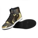Gold Yin Yang Mandala Print High Top Leather Sneakers