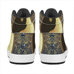 Gold Yin Yang Mandala Print High Top Leather Sneakers