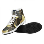 Gold Yin Yang Mandala Print High Top Leather Sneakers