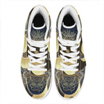 Gold Yin Yang Mandala Print High Top Leather Sneakers