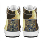 Gold Yin Yang Mandala Print High Top Leather Sneakers
