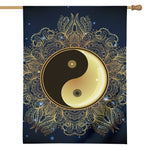 Gold Yin Yang Mandala Print House Flag