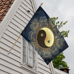 Gold Yin Yang Mandala Print House Flag