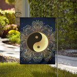 Gold Yin Yang Mandala Print House Flag