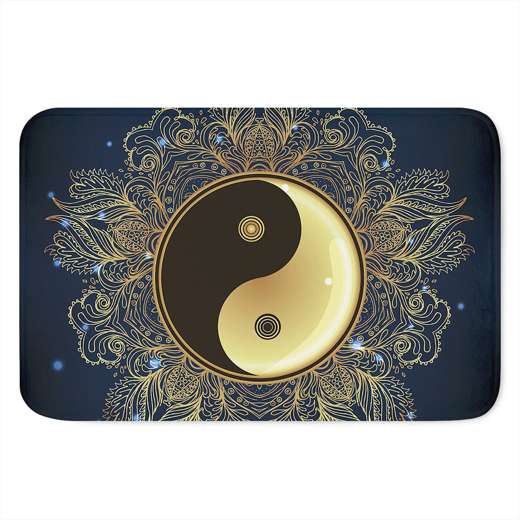 Gold Yin Yang Mandala Print Indoor Door Mat
