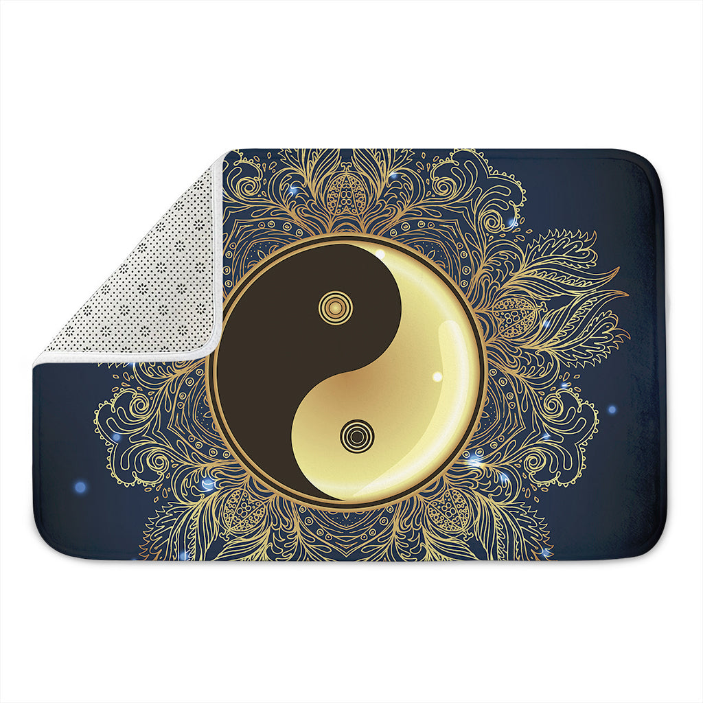 Gold Yin Yang Mandala Print Indoor Door Mat