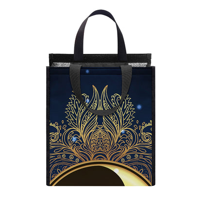 Gold Yin Yang Mandala Print Insulated Lunch Tote