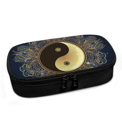 Gold Yin Yang Mandala Print Insulin Cooler Travel Case