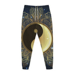 Gold Yin Yang Mandala Print Jogger Pants