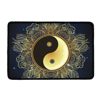 Gold Yin Yang Mandala Print Kitchen Mat