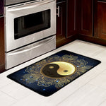 Gold Yin Yang Mandala Print Kitchen Mat