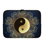 Gold Yin Yang Mandala Print Laptop Sleeve