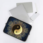 Gold Yin Yang Mandala Print Laptop Sleeve