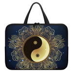 Gold Yin Yang Mandala Print Laptop Sleeve With Handle
