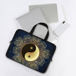Gold Yin Yang Mandala Print Laptop Sleeve With Handle