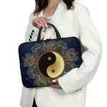 Gold Yin Yang Mandala Print Laptop Sleeve With Handle