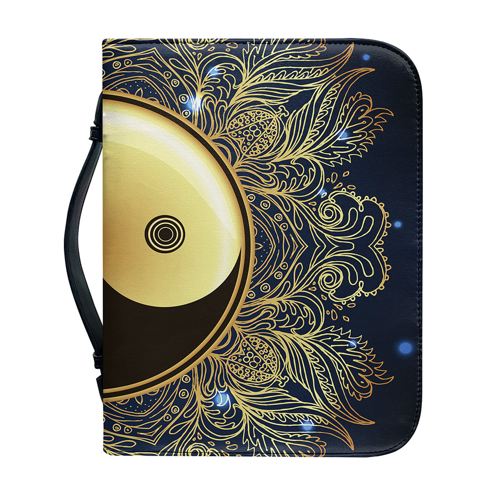 Gold Yin Yang Mandala Print Leather Bible Cover