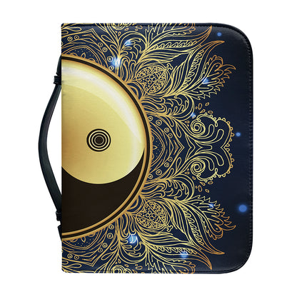 Gold Yin Yang Mandala Print Leather Bible Cover