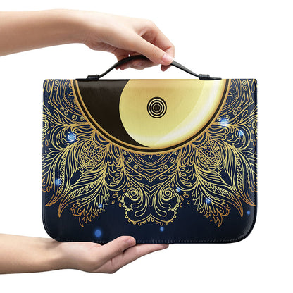 Gold Yin Yang Mandala Print Leather Bible Cover