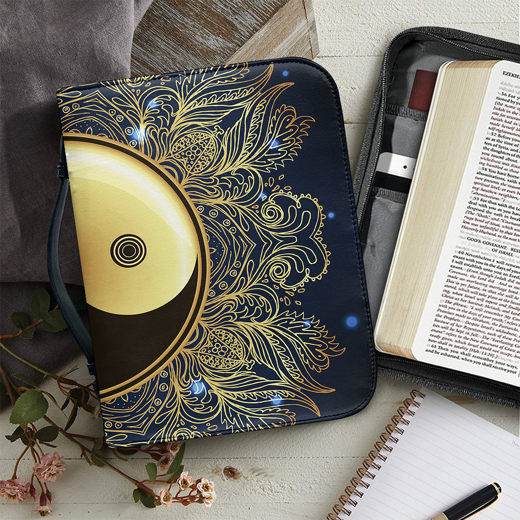 Gold Yin Yang Mandala Print Leather Bible Cover