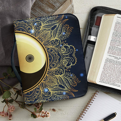Gold Yin Yang Mandala Print Leather Bible Cover