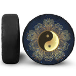 Gold Yin Yang Mandala Print Leather Spare Tire Cover