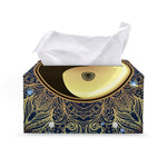 Gold Yin Yang Mandala Print Leather Tissue Box Cover