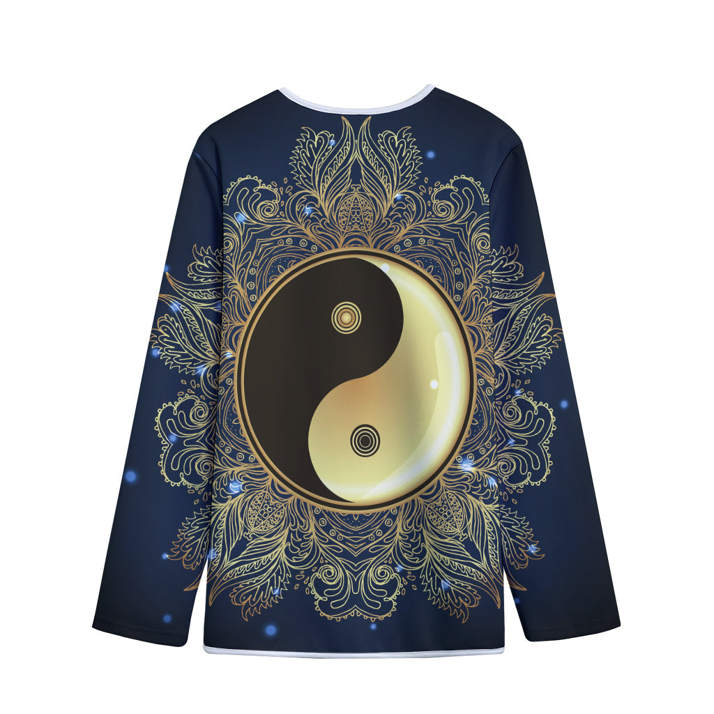 Gold Yin Yang Mandala Print Long Sleeve Short Coat