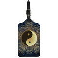 Gold Yin Yang Mandala Print Luggage Tag