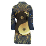 Gold Yin Yang Mandala Print Men's Bathrobe