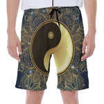 Gold Yin Yang Mandala Print Men's Beach Shorts