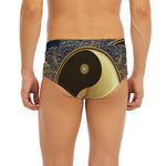 Gold Yin Yang Mandala Print Men's Briefs